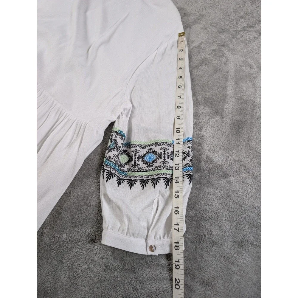 Soft Surroundings Dress Women's XL Daisha Gauze White Embroidery Boho Preppy - Picture 10 of 11
